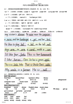 2022年新版PEP小学英语四年级下册分类复习资料 .pdf