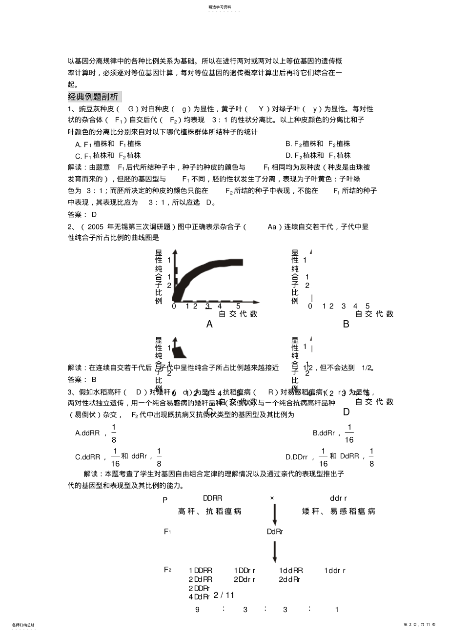 2022年新课标高中生物专题复习必修II第遗传因子的发现孟德尔的豌豆杂交实验自由组合定律 .pdf_第2页