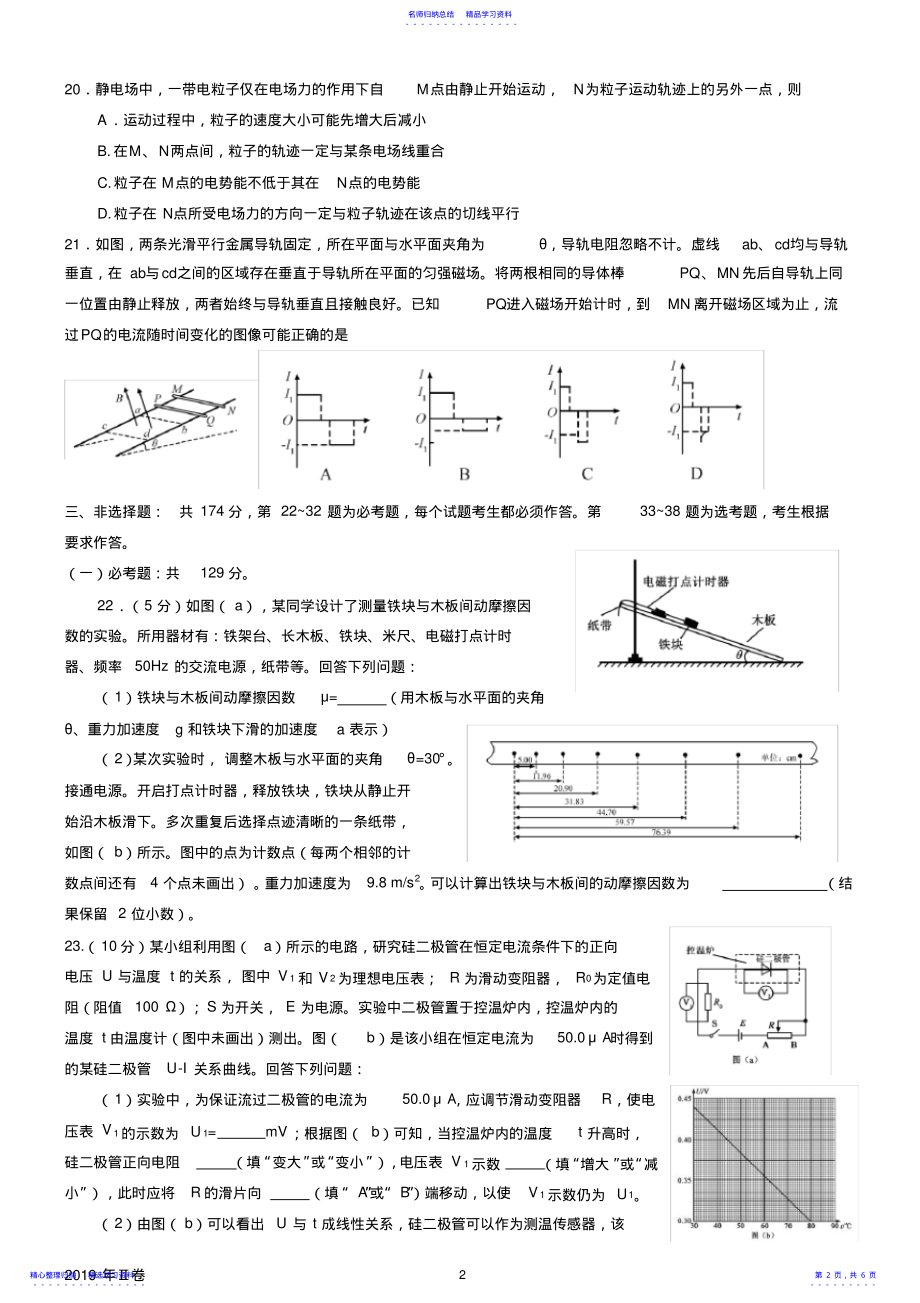 2022年2021年普通高等学校招生全国统一考试Ⅱ卷--物理部分 .pdf_第2页