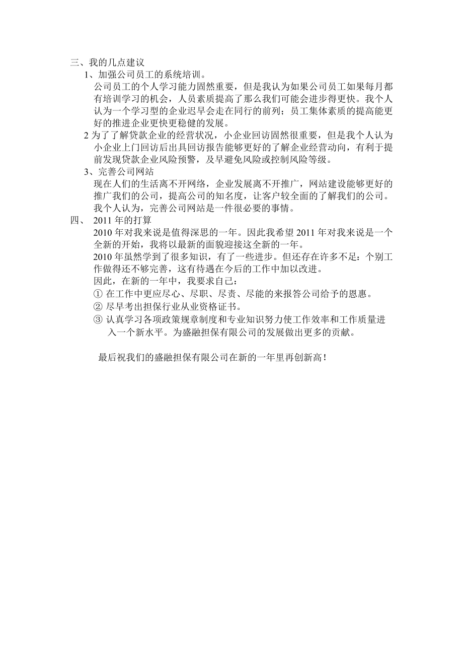 企业年度回顾报告岗位部门公司汇报资料 担保公司年终工作总结.doc_第2页