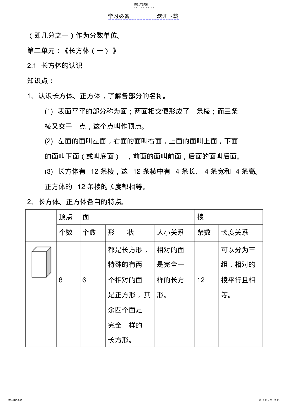 2022年新北师大版小学五年级数学下册知识点归纳 .pdf_第2页