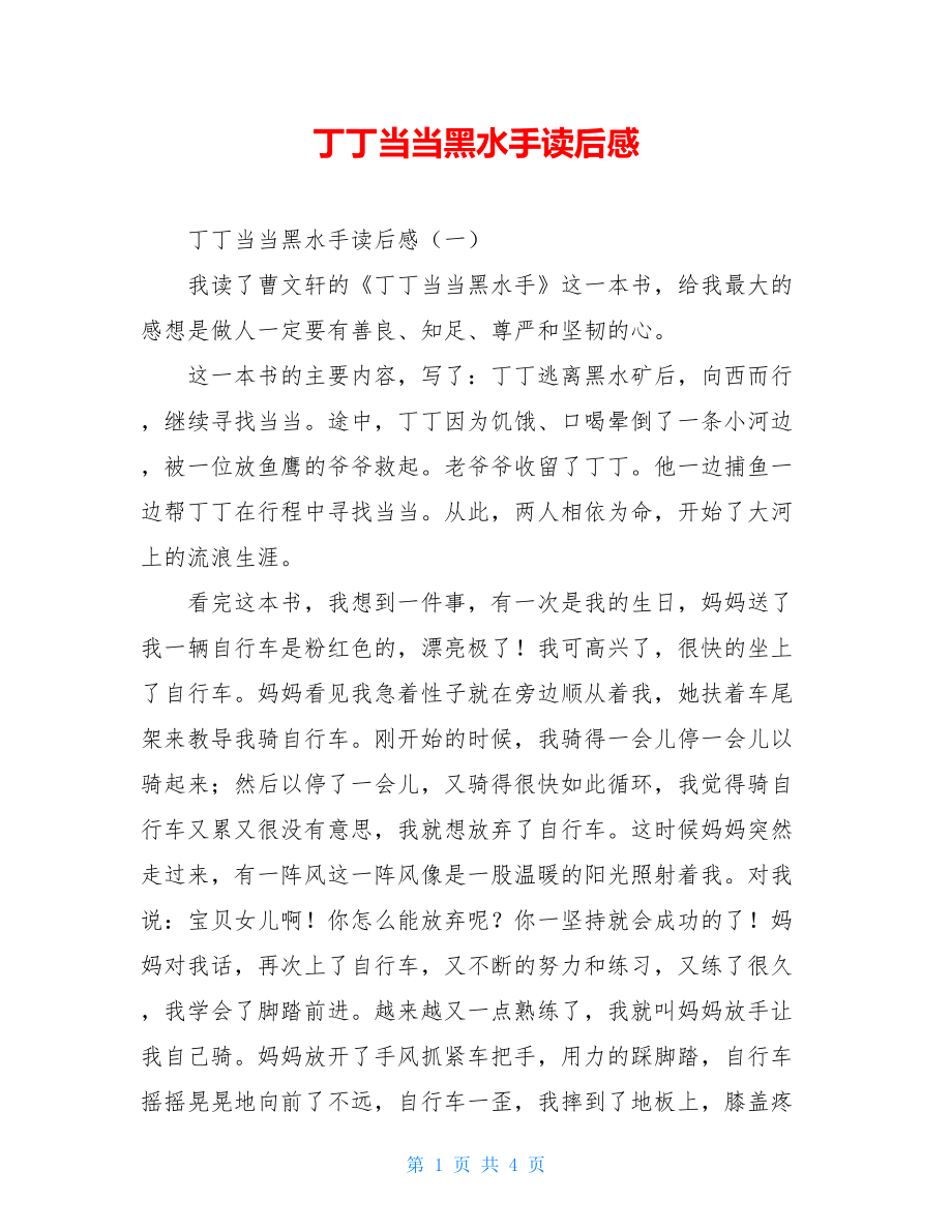 丁丁当当黑水手读后感.doc_第1页