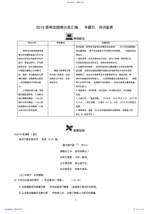 2022年2021年高考全国卷真题分类汇编语文专题5诗词鉴赏 .pdf