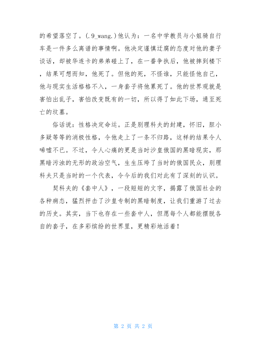 套中人契诃夫读后感套中人读后感简短.doc_第2页