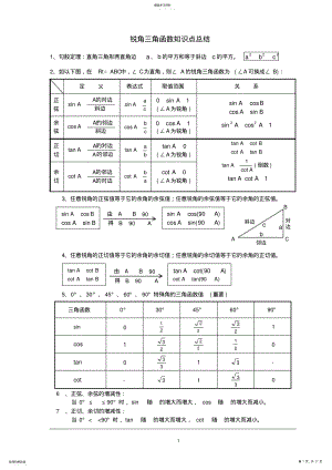 2022年新北师大初三三角函数知识点总结及中考真题汇总有答案 .pdf