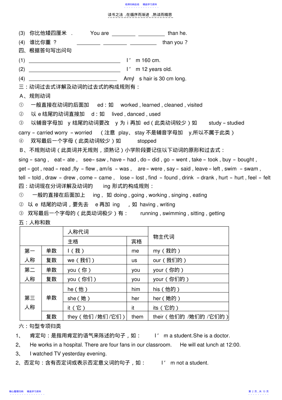 2022年PEP小学英语六年级总复习 .pdf_第2页