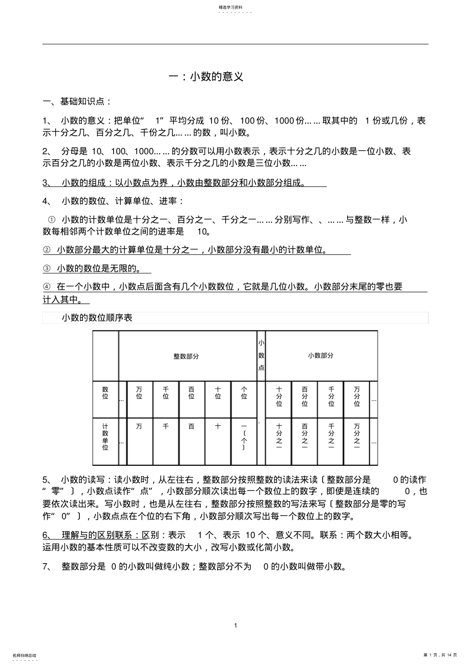 2022年新北师大版四年级下册1-3单元知识点和练习题 .pdf_第1页