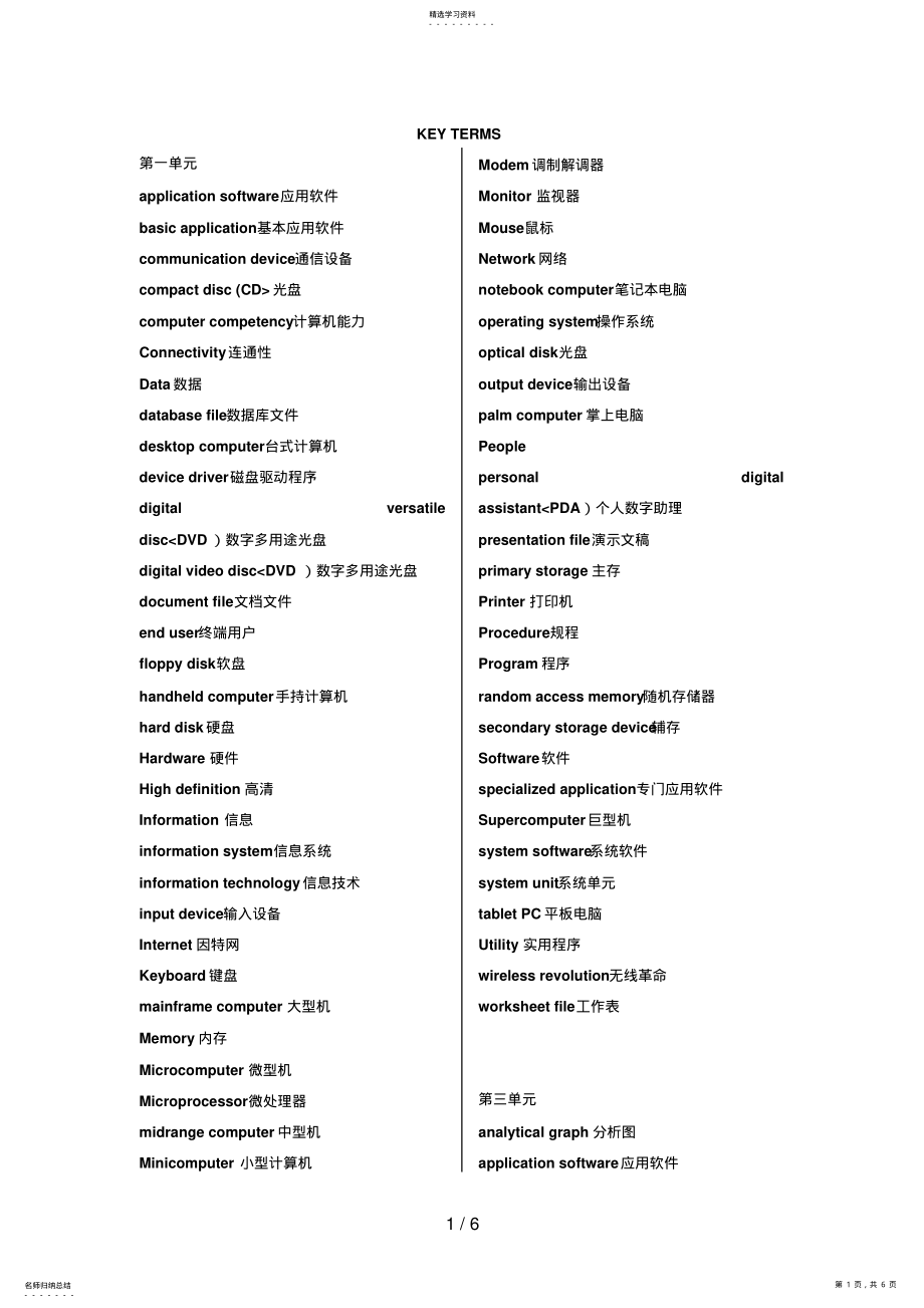 2022年计算机专业英语_单词课后答案 .pdf_第1页