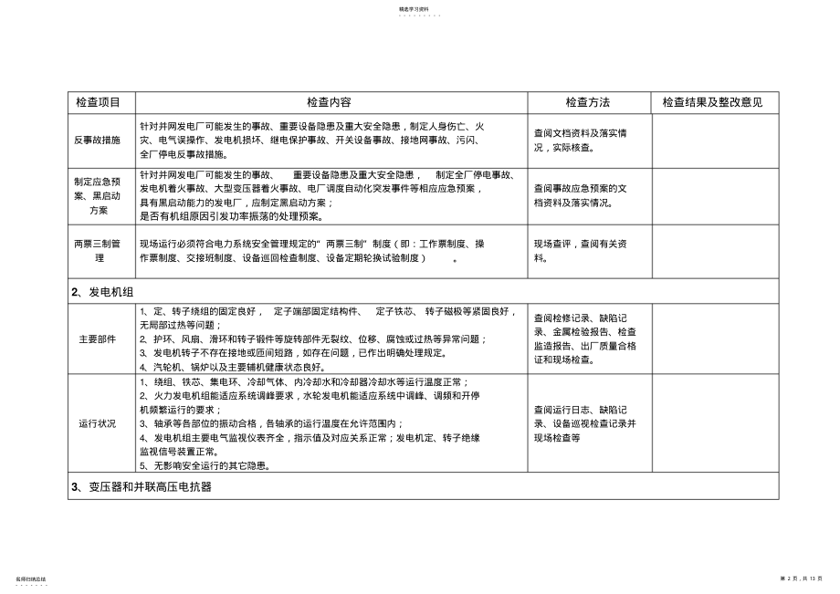 2022年发电厂涉网安全大检查检查表0 .pdf_第2页