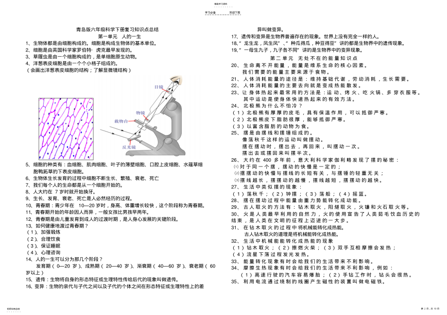 2022年青岛版小学六年级科学第二学期期末试题 .pdf_第2页