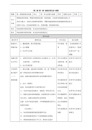 部编版九年级道德与法治上册2.1-创新改变生活-教案.doc