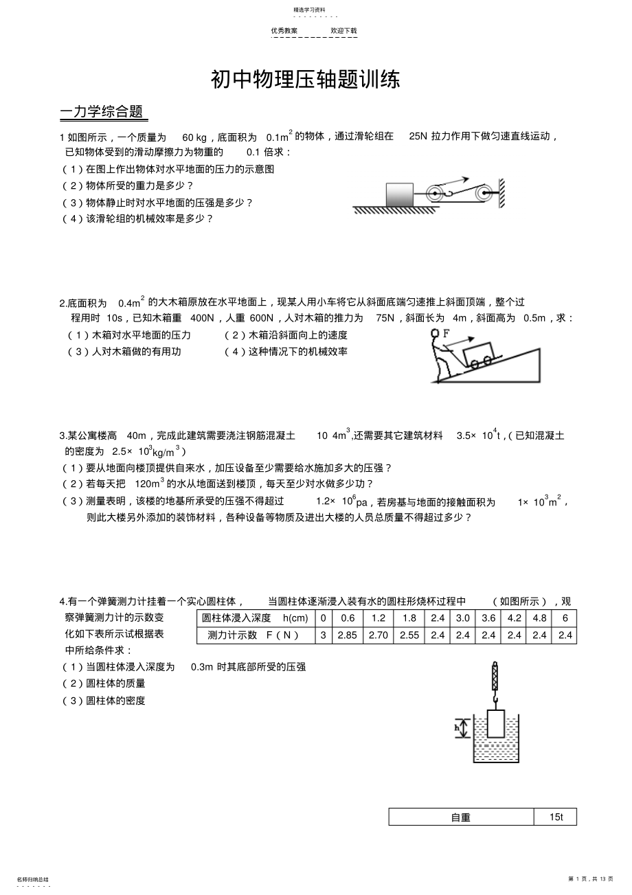 2022年初中物理中考压轴题专项练习 .pdf_第1页