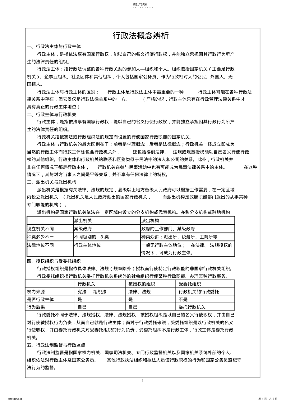 2022年行政法期末复习资料之概念比较 .pdf_第1页