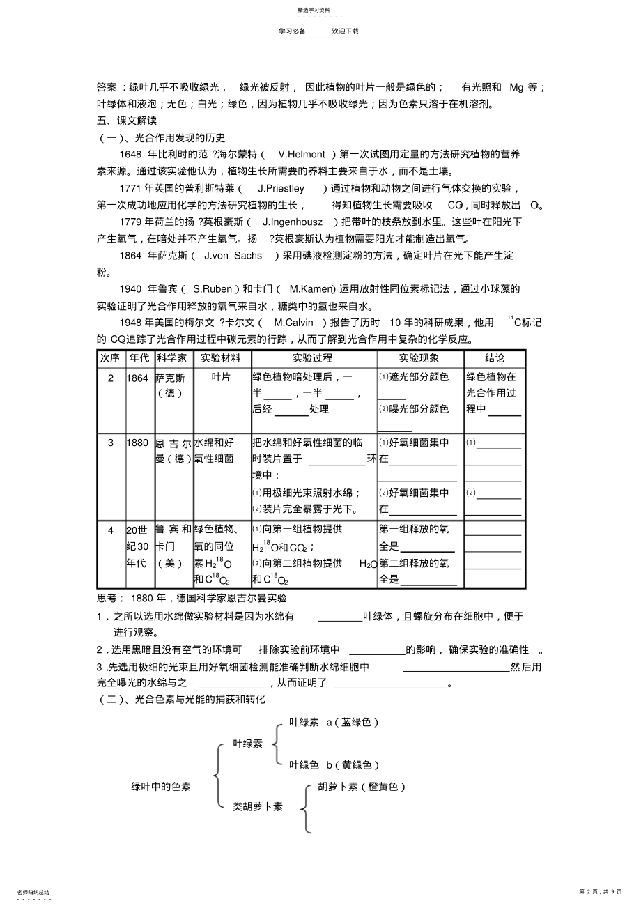 2022年导学案光合作用第二课时 .pdf_第2页