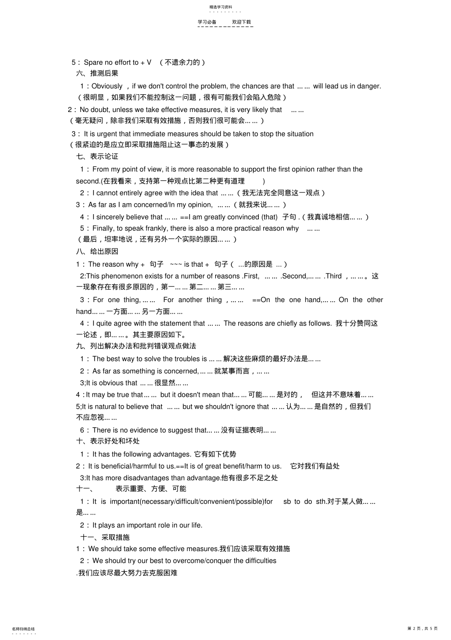 2022年英语六级作文万能模板及美句 .pdf_第2页