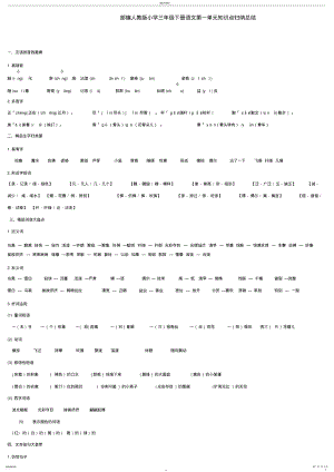 2022年部编人教版小学三年级下册语文第一单元知识点归纳总结-打印印刷版 .pdf