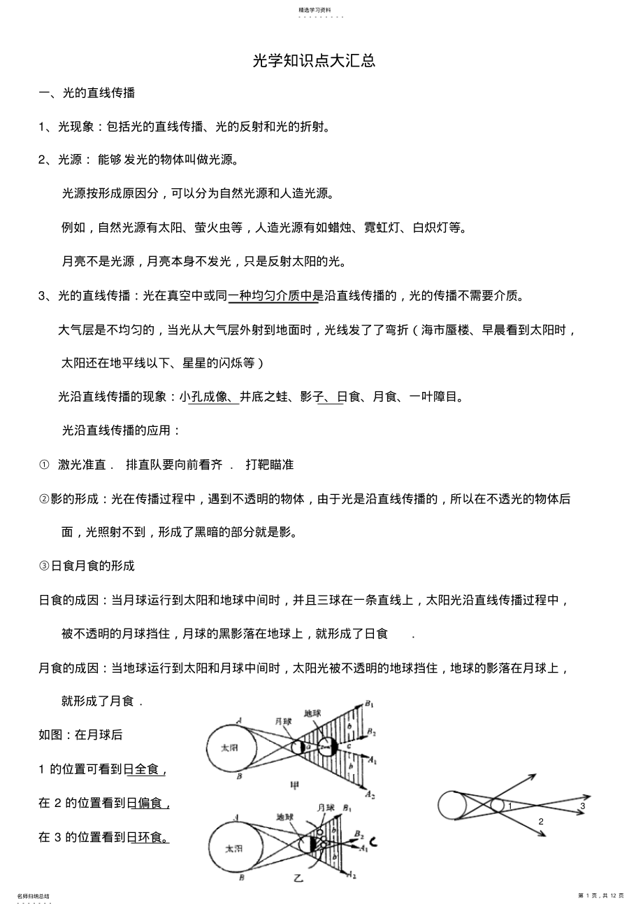 2022年初二物理光学知识点大汇总 2.pdf_第1页