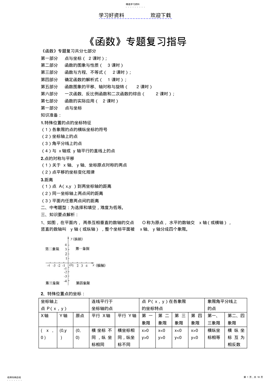 2022年初三数学专题复习函数部分 .pdf_第1页