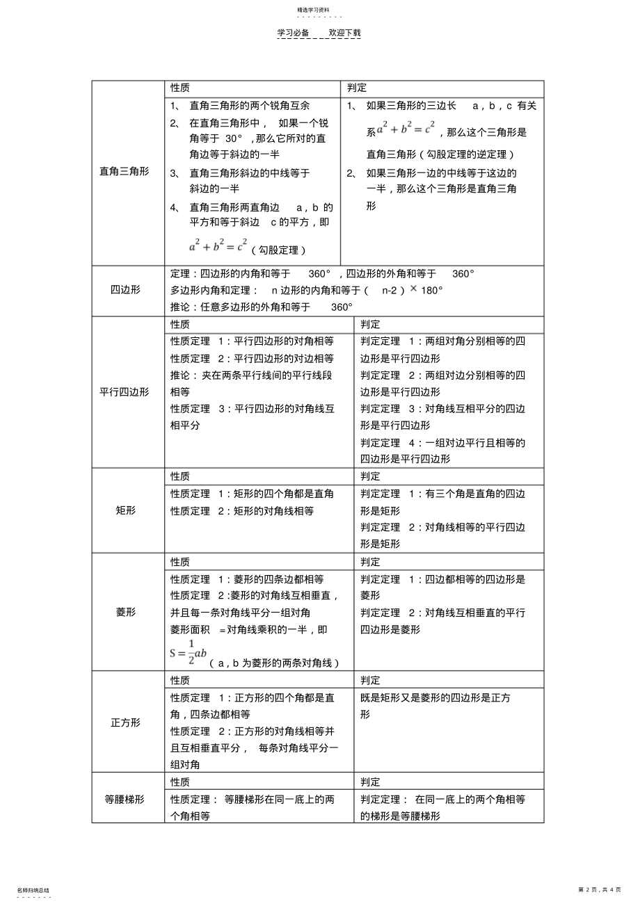 2022年初中数学基本性质和定理 .pdf_第2页