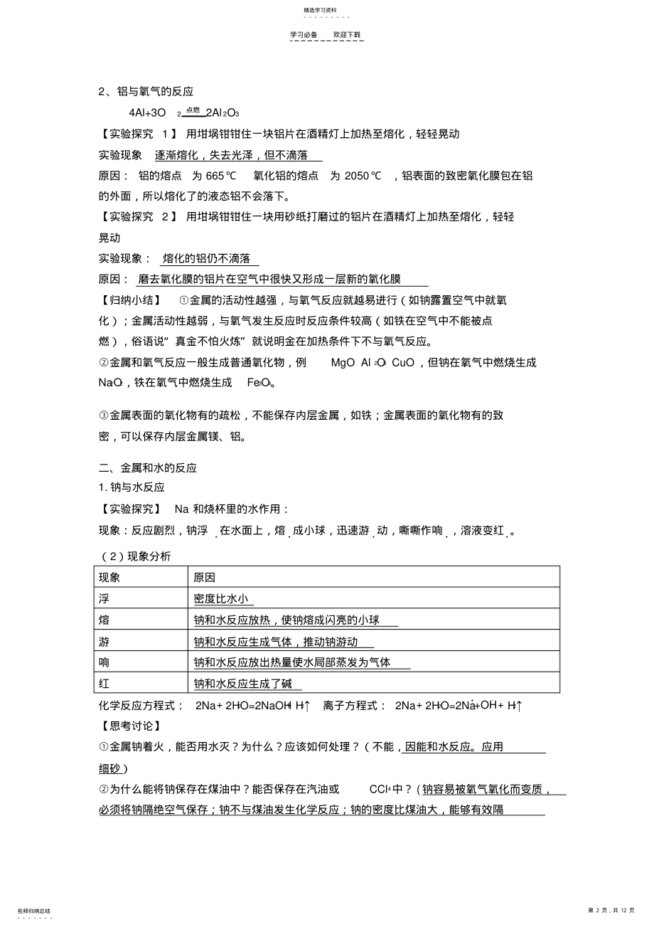 2022年金属及其化合物复习教案 .pdf_第2页