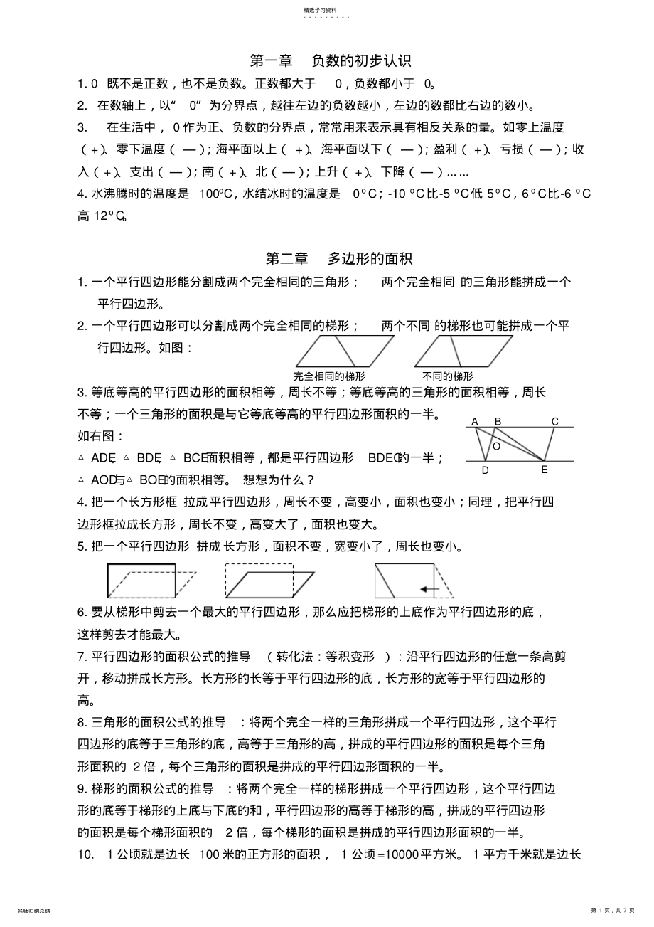 2022年苏教版五年级数学上册知识点汇总精华版_共6页 .pdf_第1页