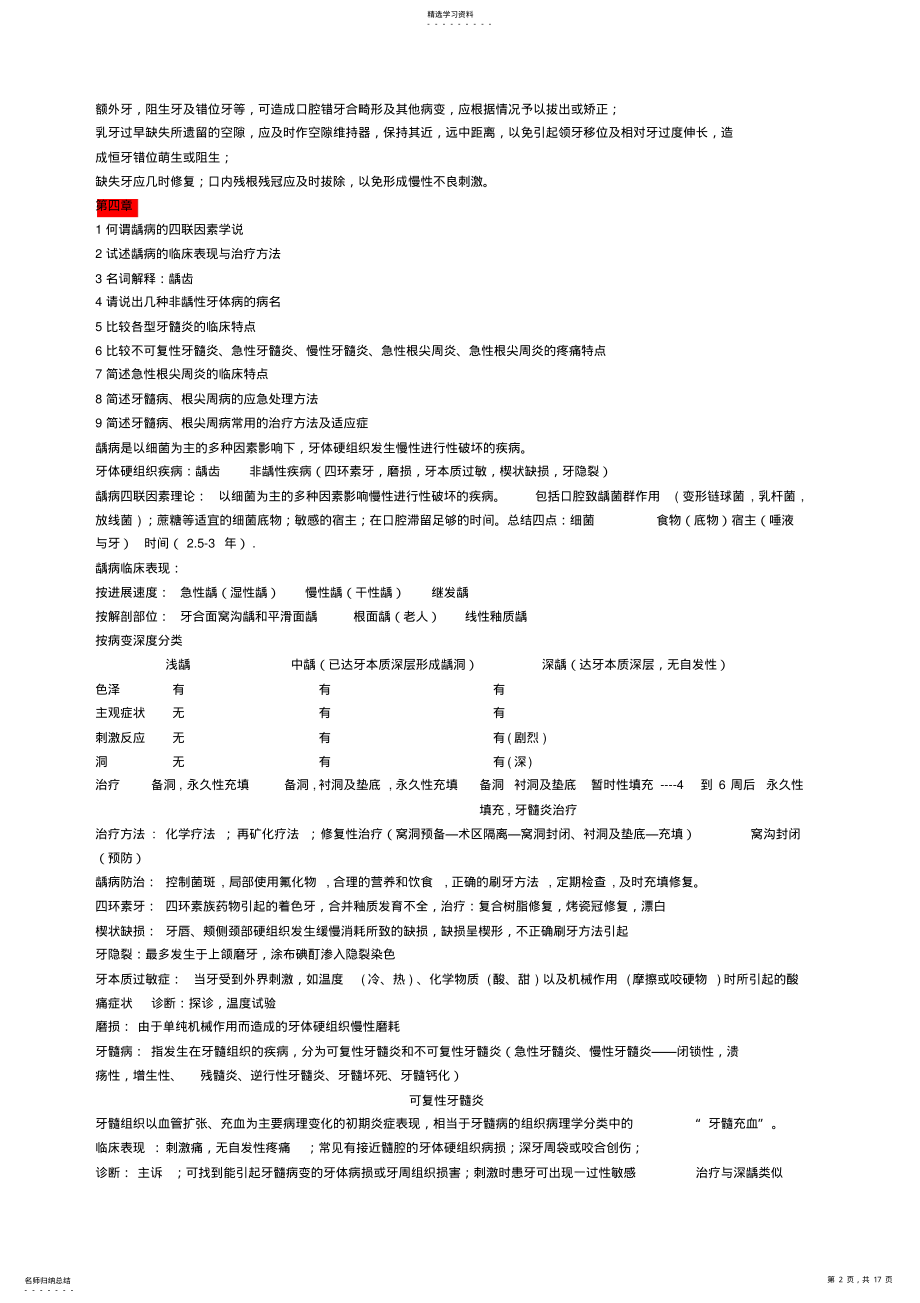 2022年口腔科学复习重点+名词解释+简答 .pdf_第2页