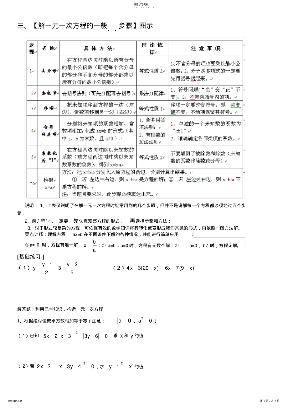 2022年完整word版,一元一次方程知识点归纳及典型例题 .pdf_第2页