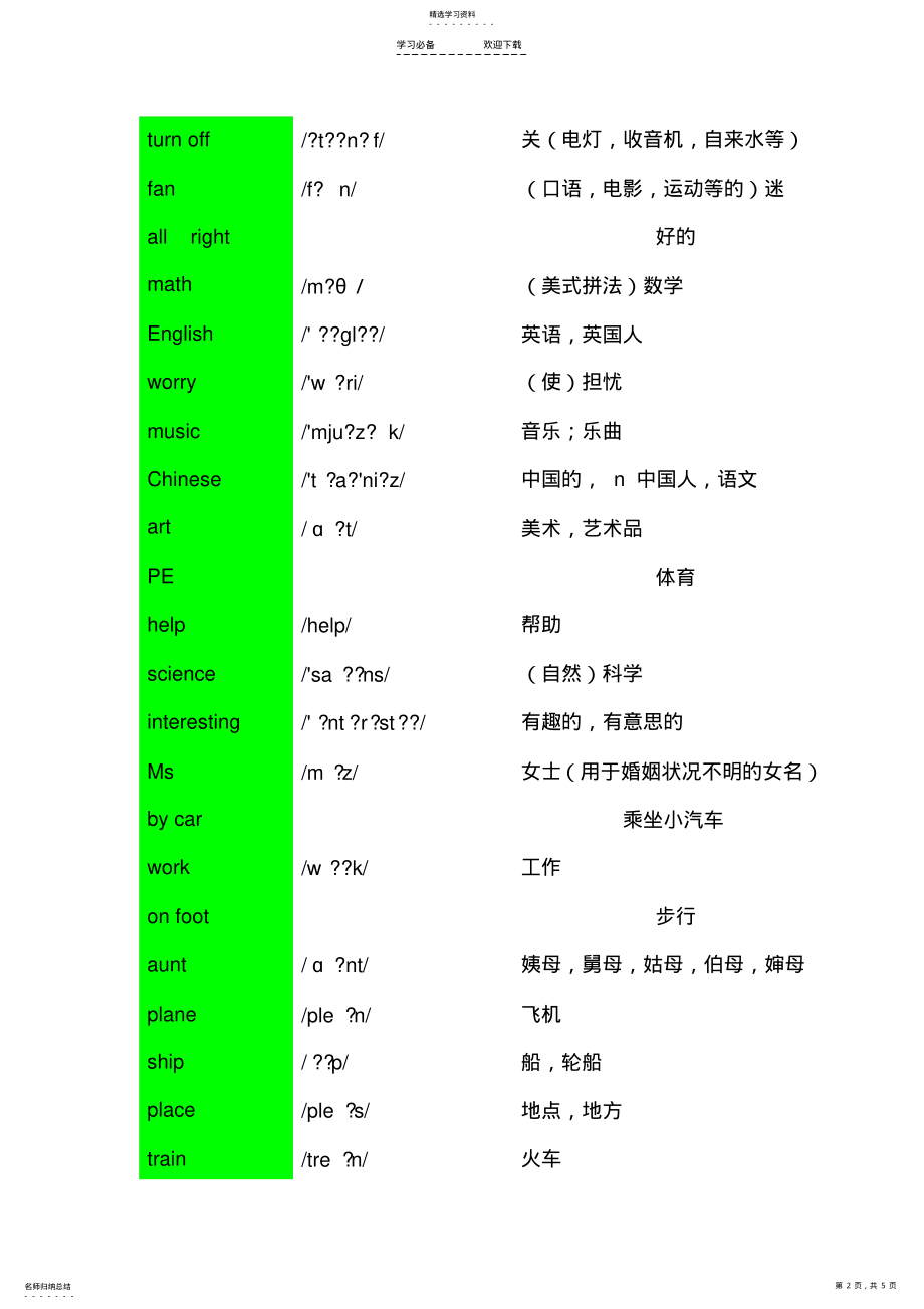 2022年闽教版四年级下册英语单词及英标 .pdf_第2页