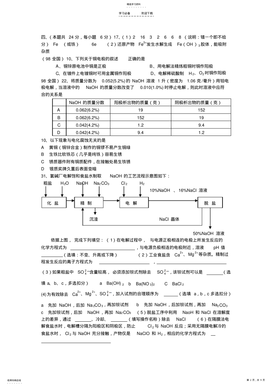 2022年十二年高考化学试题汇编第十二章电化学原理及其应用 .pdf_第2页