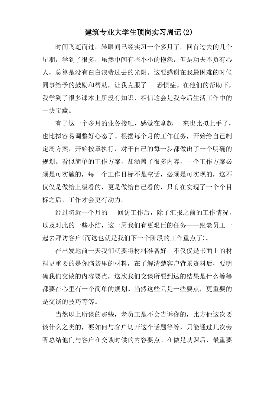 建筑专业大学生顶岗实习周记(2).pdf_第1页