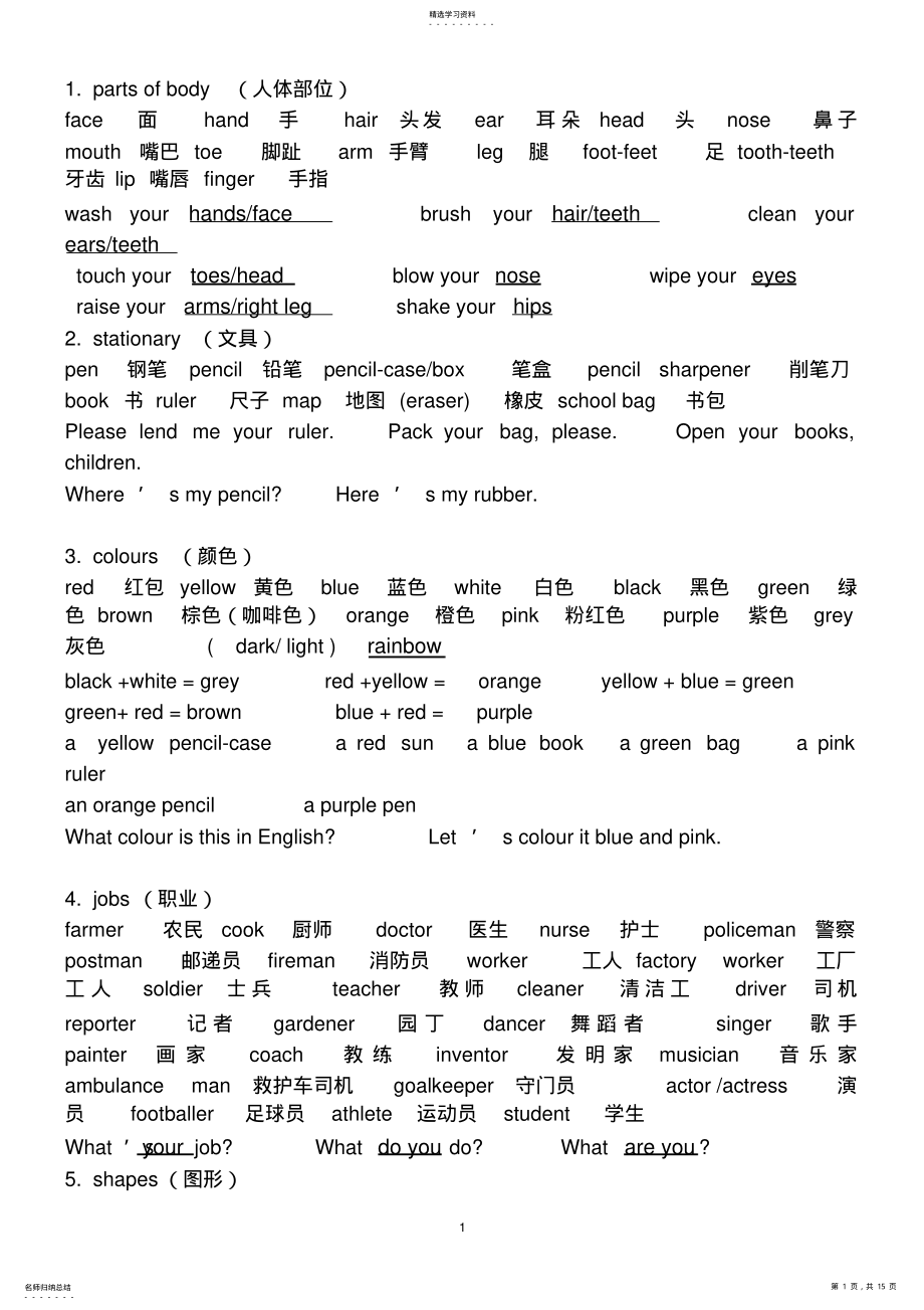 2022年六年级英语单词归类复习资料 .pdf_第1页