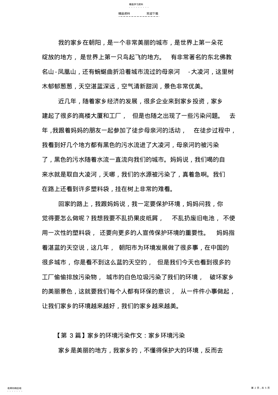 2022年家乡的环境污染作文 .pdf_第2页