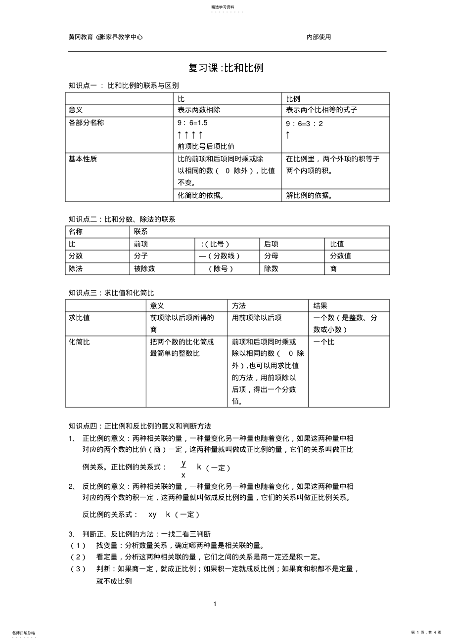 2022年小学六年级__比和比例知识点梳理 .pdf_第1页