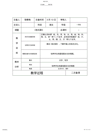 2022年部编新版-姓氏歌-教案 .pdf