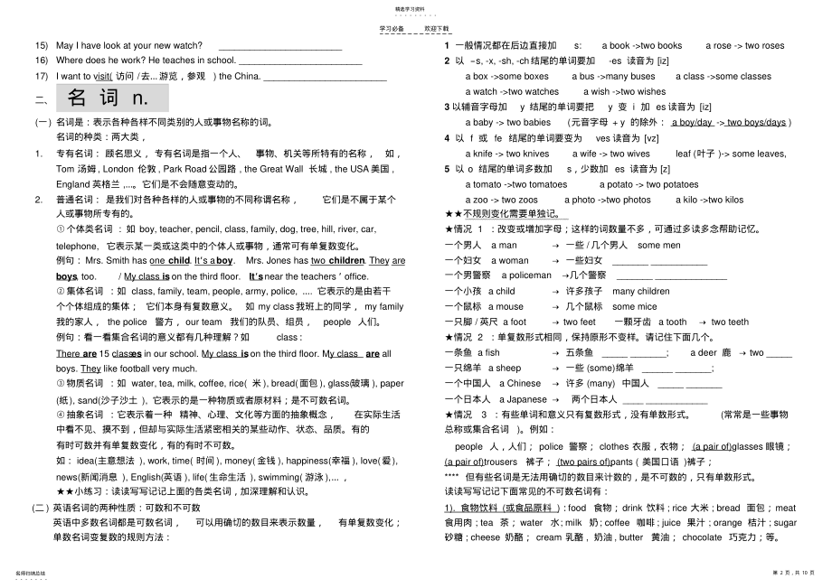 2022年基础英语词类知识记忆大纲 .pdf_第2页