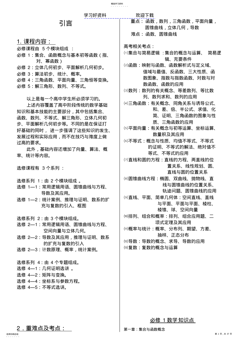 2022年苏教版高中数学必修选修知识点归纳总结 .pdf_第2页