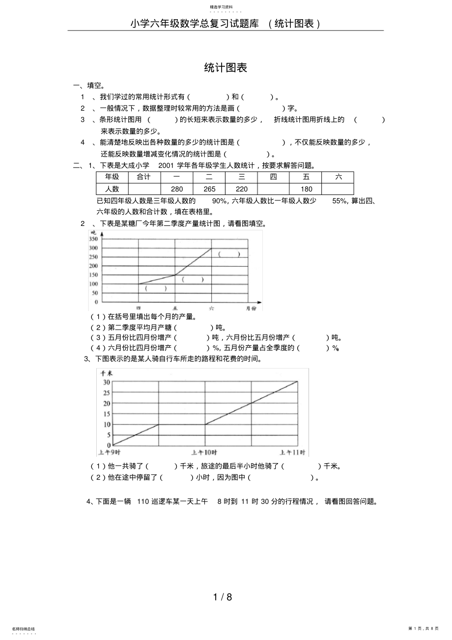 小学六年级数学总复习试题库 .pdf_第1页