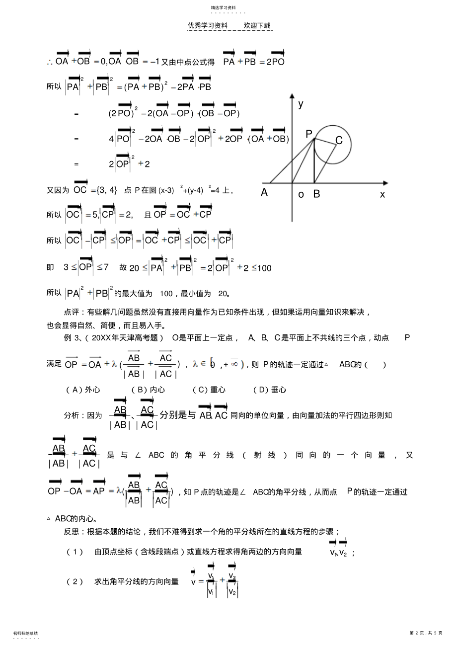 2022年经典超级实用的解题方法之平面向量与解析几何 .pdf_第2页