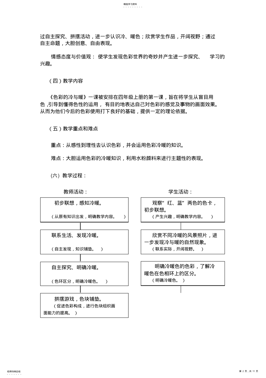 2022年小学美术第七册《色彩的冷暖》教学课例 .pdf_第2页