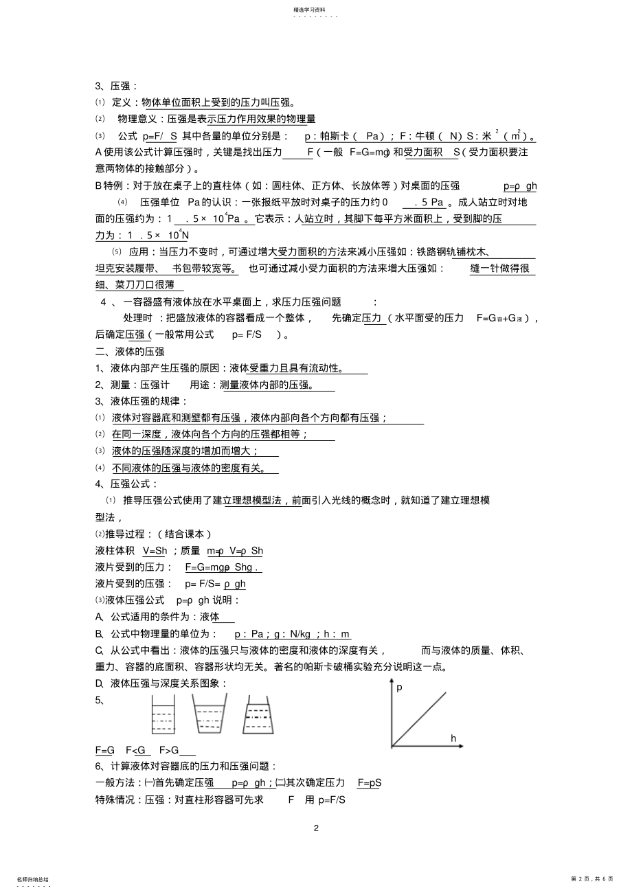 2022年初中物理压强、浮力知识点归纳2 .pdf_第2页