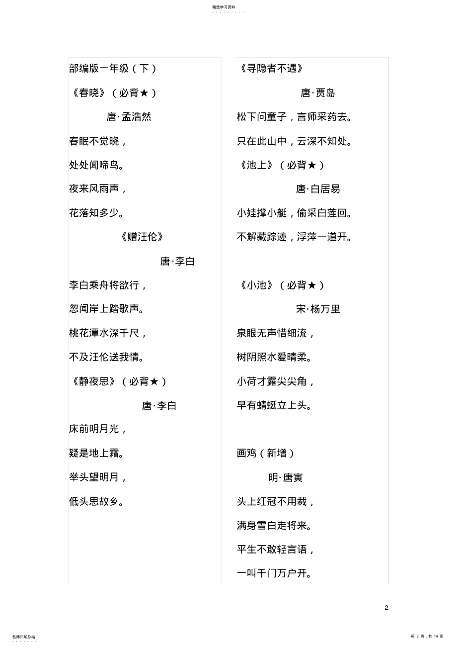 2022年部编版小学必备古诗词 .pdf_第2页