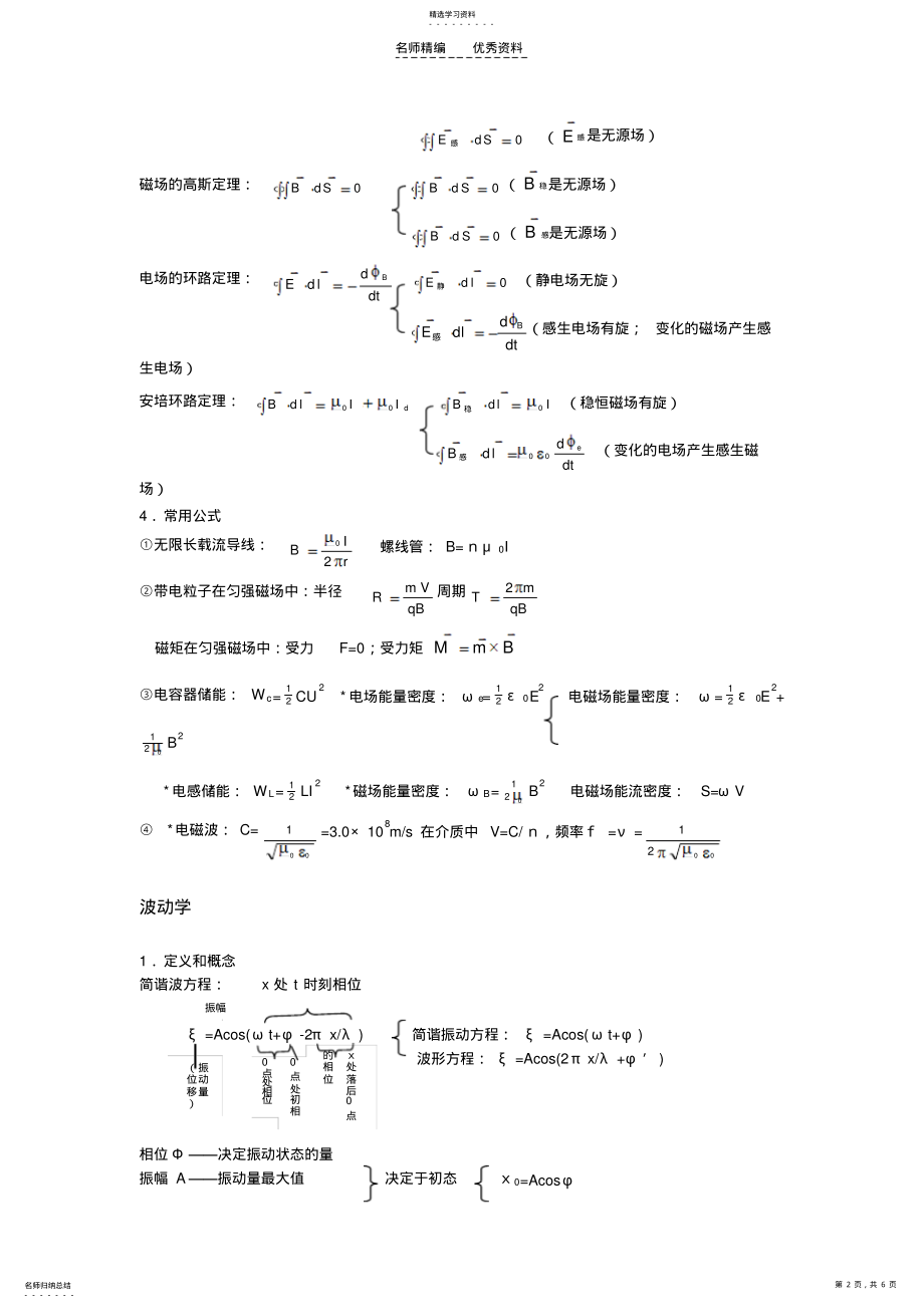 2022年大学物理公式大全下册 .pdf_第2页