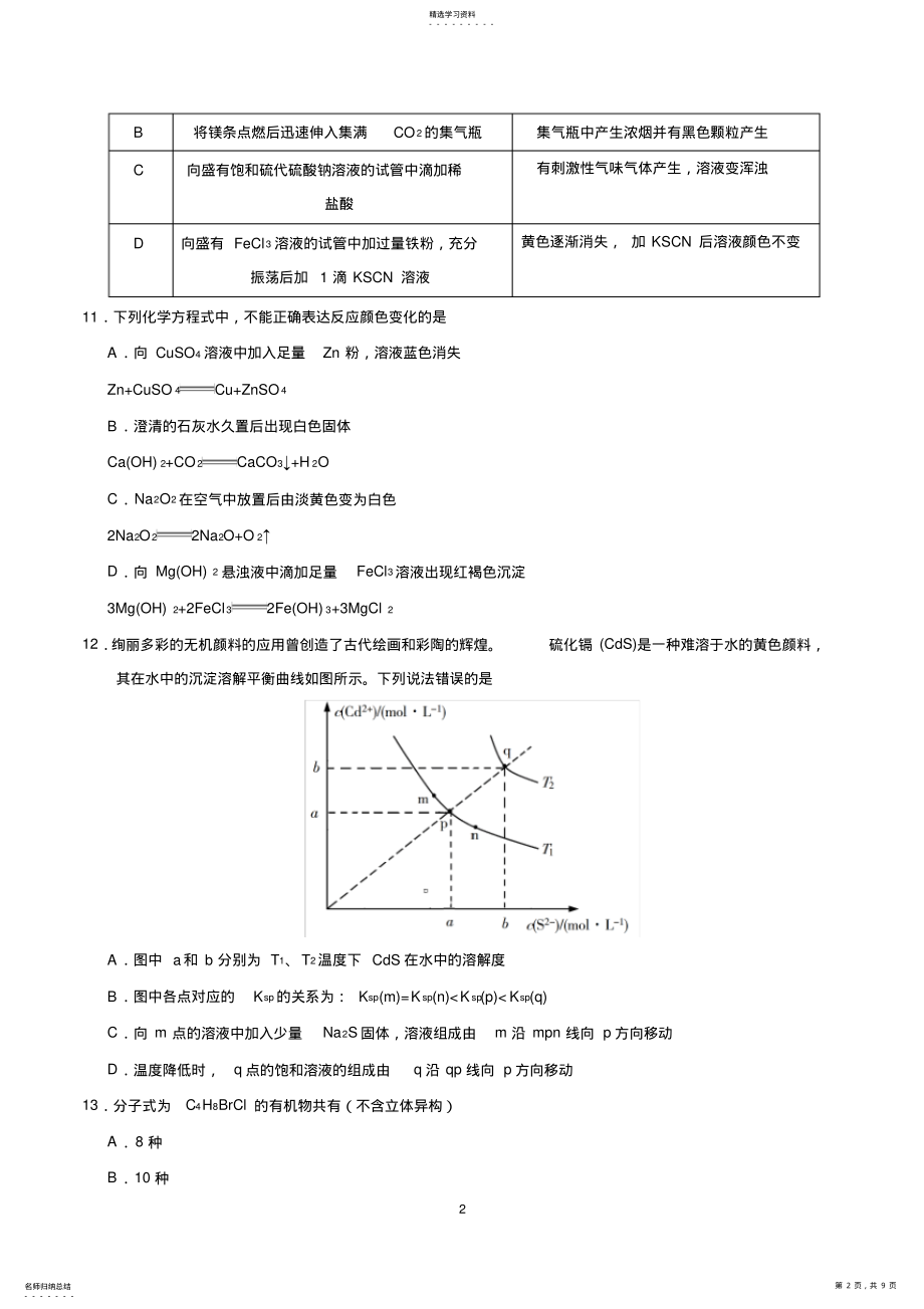 2022年完整word版,2021年高考全国卷2,理综化学试题 .pdf_第2页