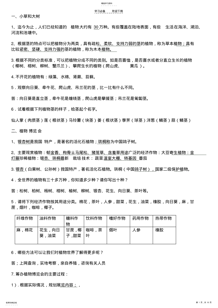 2022年冀教版六年级科学上册总复习题 .pdf_第1页