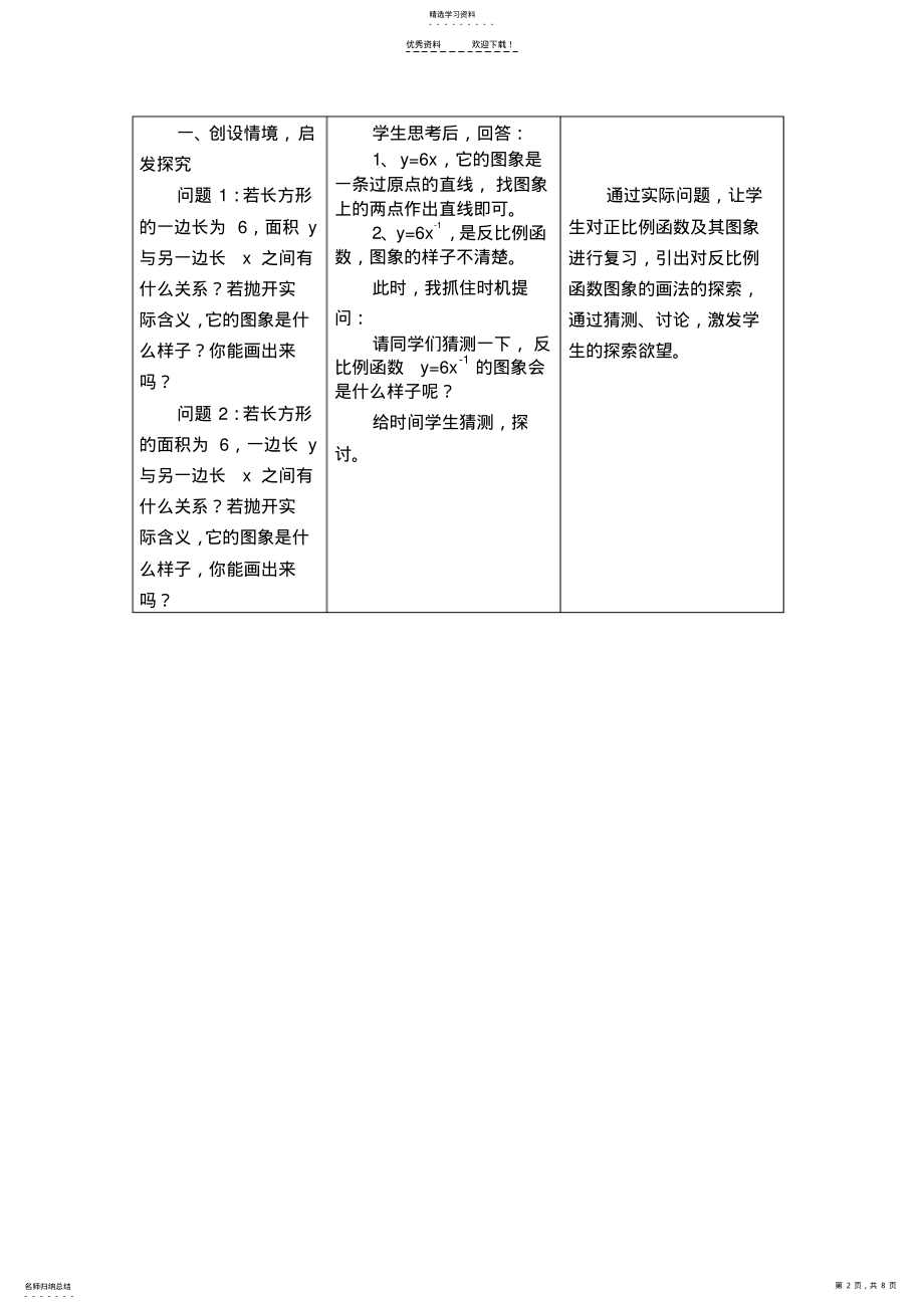 2022年反比例函数的图像和性质教案 .pdf_第2页