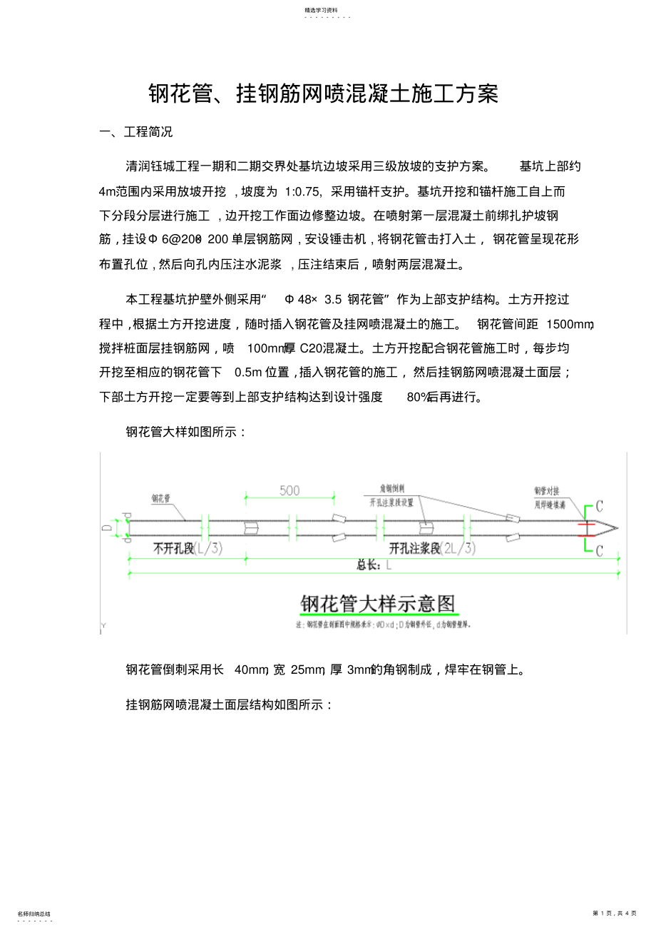 2022年边坡支护钢花管施工专业技术方案 .pdf_第1页