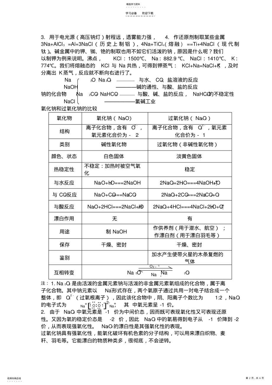 2022年钠及其化合物知识点及习题小结 .pdf_第2页