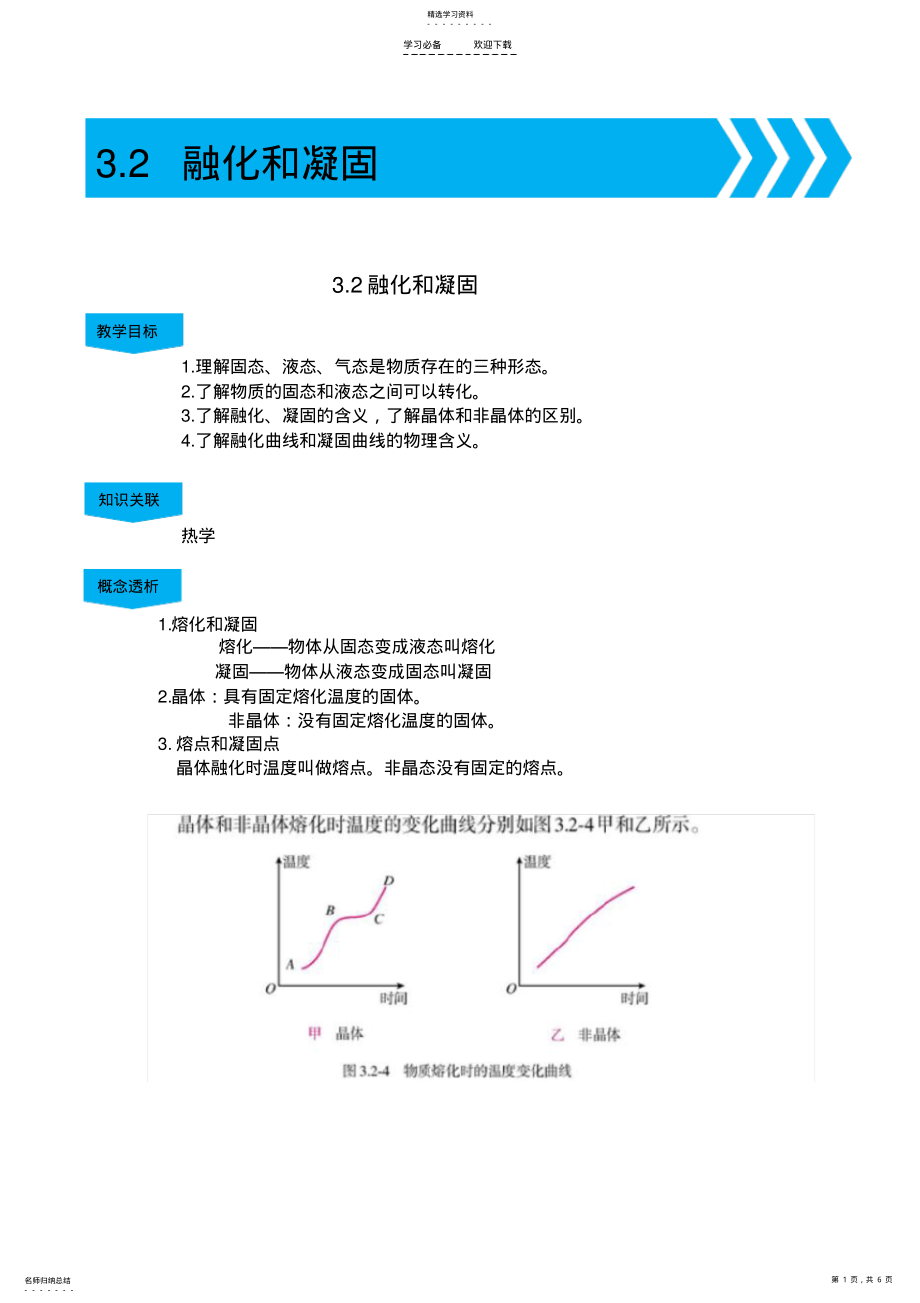 2022年融化和凝固知识点和习题及习题答案 .pdf_第1页