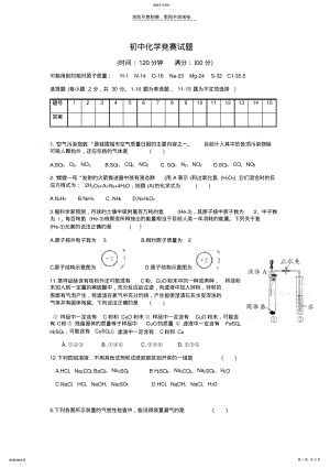 2022年初中化学竞赛模拟试题 .pdf