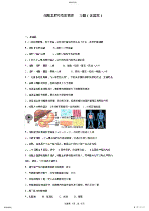 2022年细胞怎样构成生物体习题 .pdf